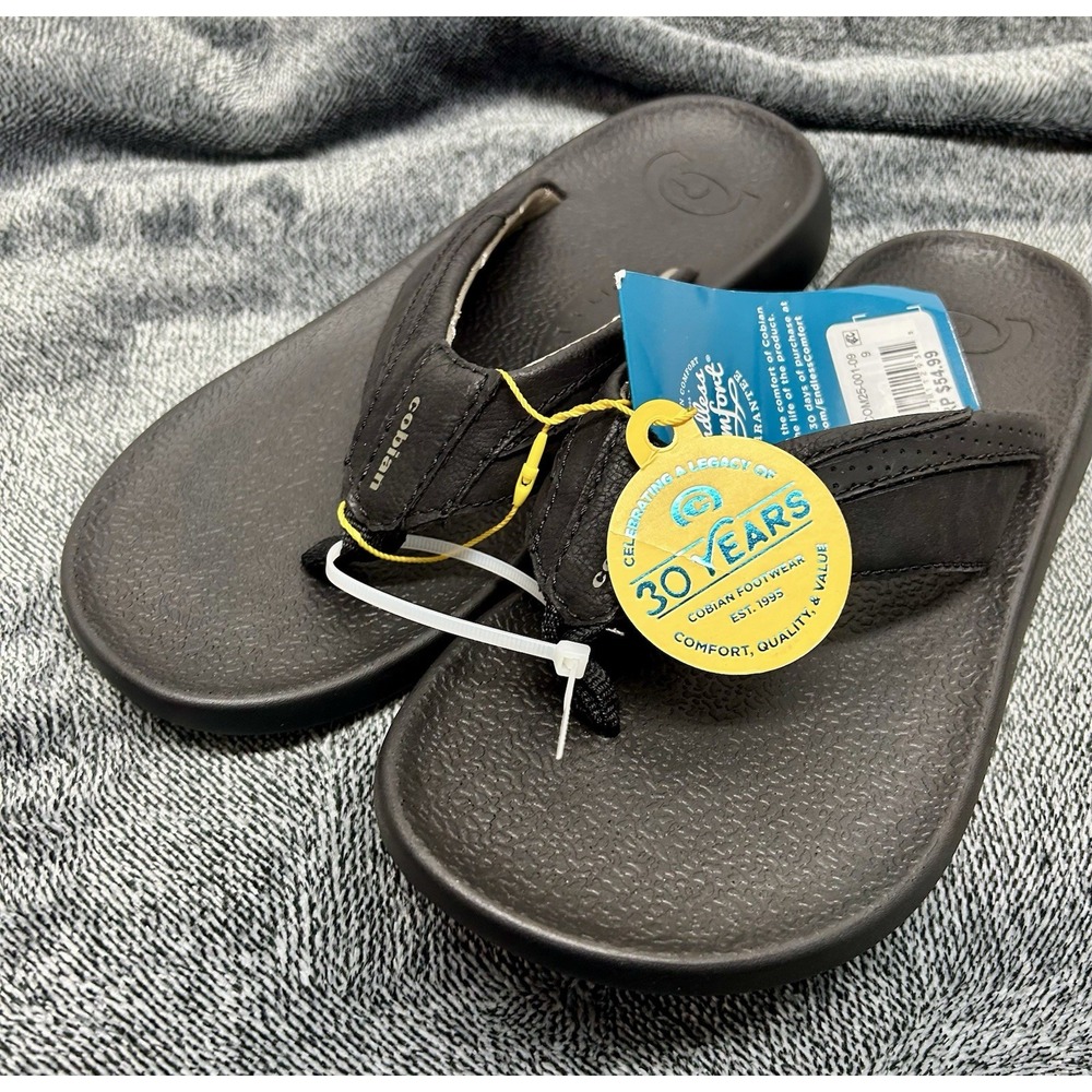 COBIAN Men's Size 9 Compass Black Flip-Flops Sandals New NWT